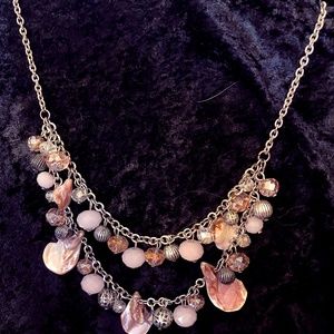 Pink on Silver Chain Necklace